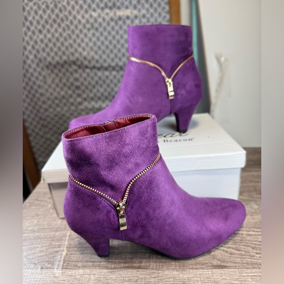 angel steps Shoes - Angel‎ Steps Sienna  Boots Purple  Sued Ankle Boots Cowgirl Fringe New Size 7